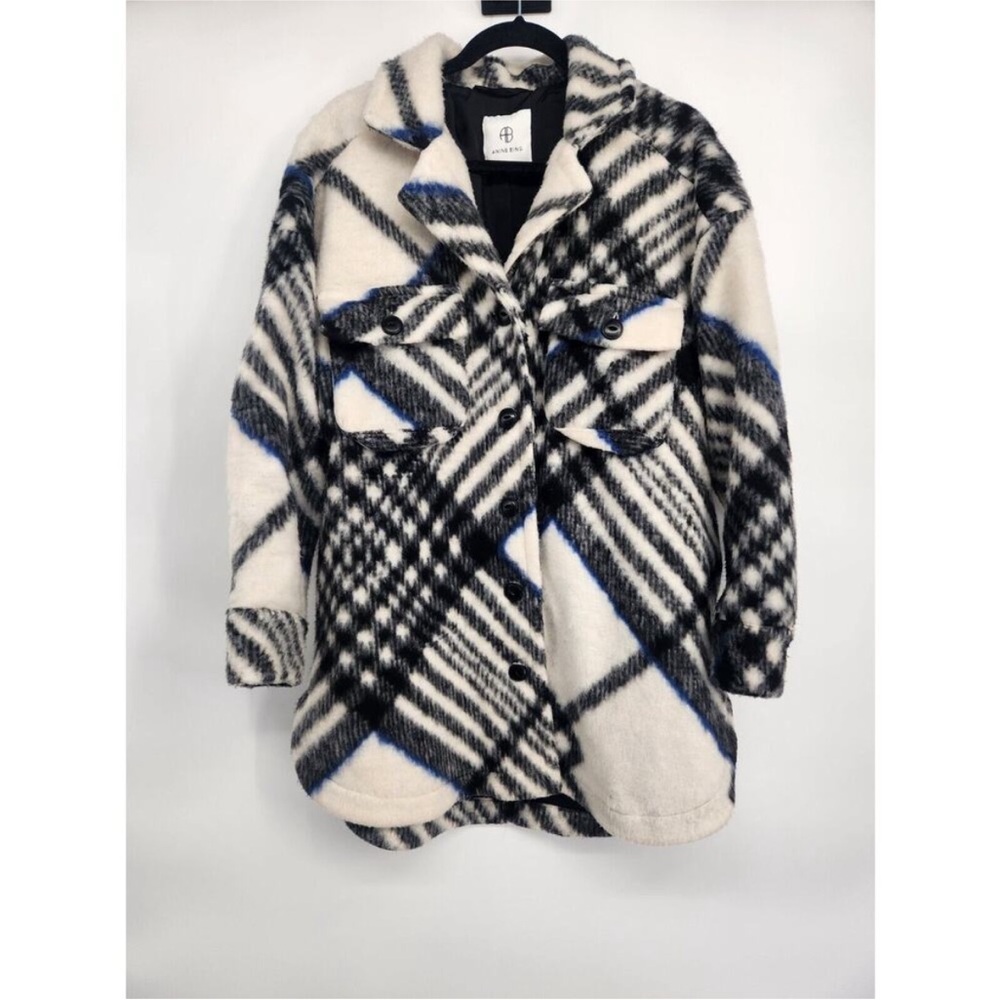ANINE BING Oakley oversized checked brushed Shirt Jacket size S - Picture 3 of 6